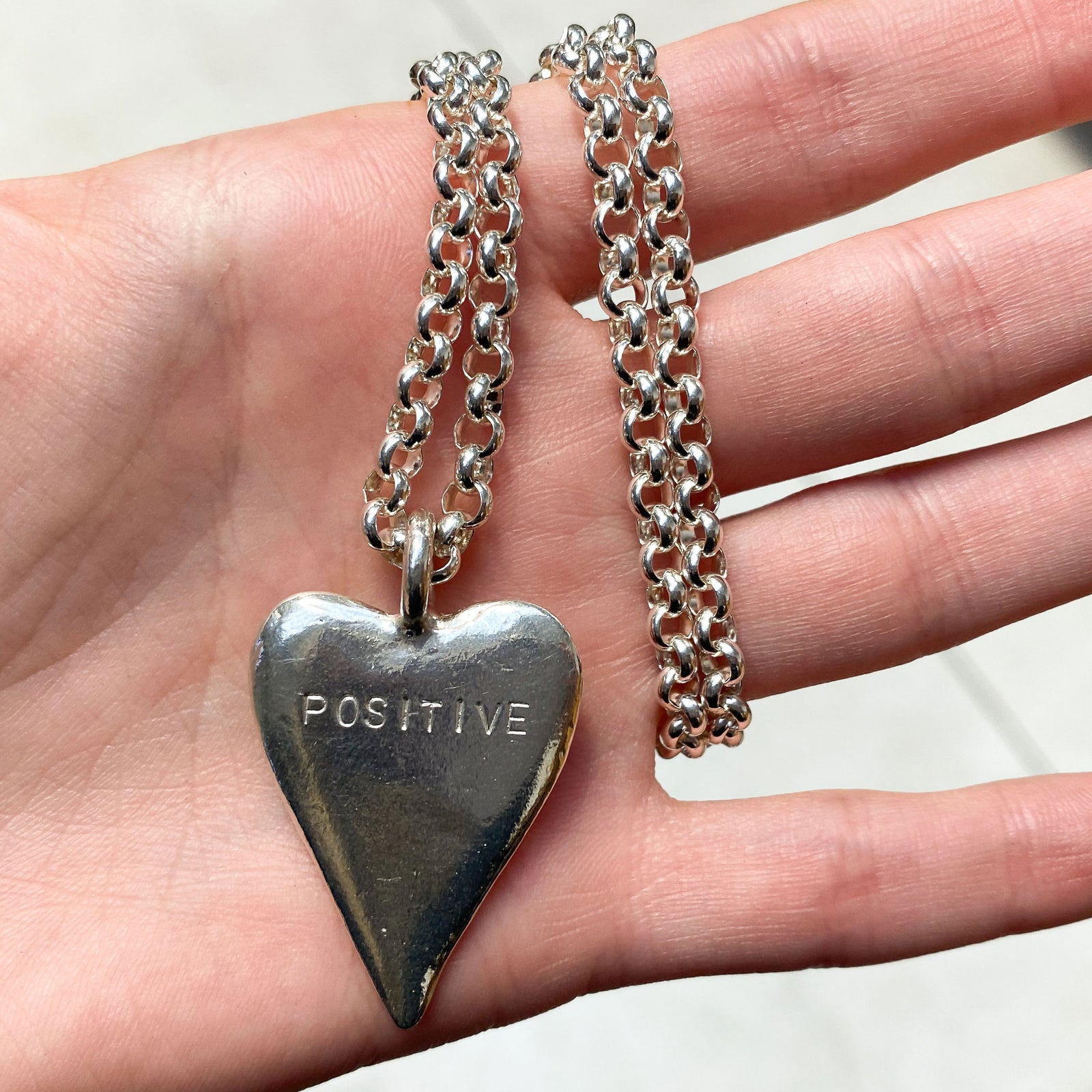 Silver 26" Positive Maxi Heart Necklace
