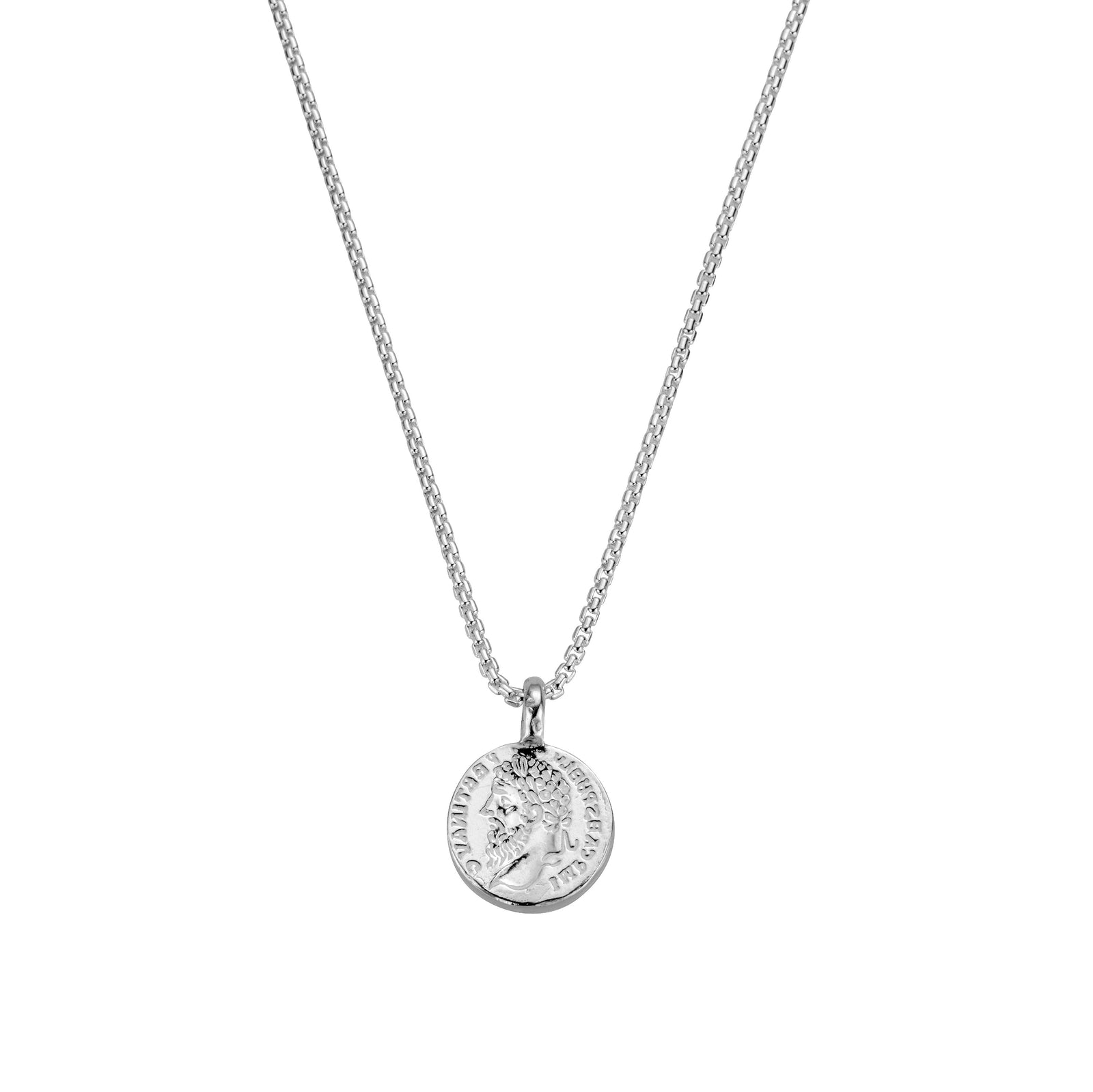 Silver Medium Roman Coin Snake Chain Necklace