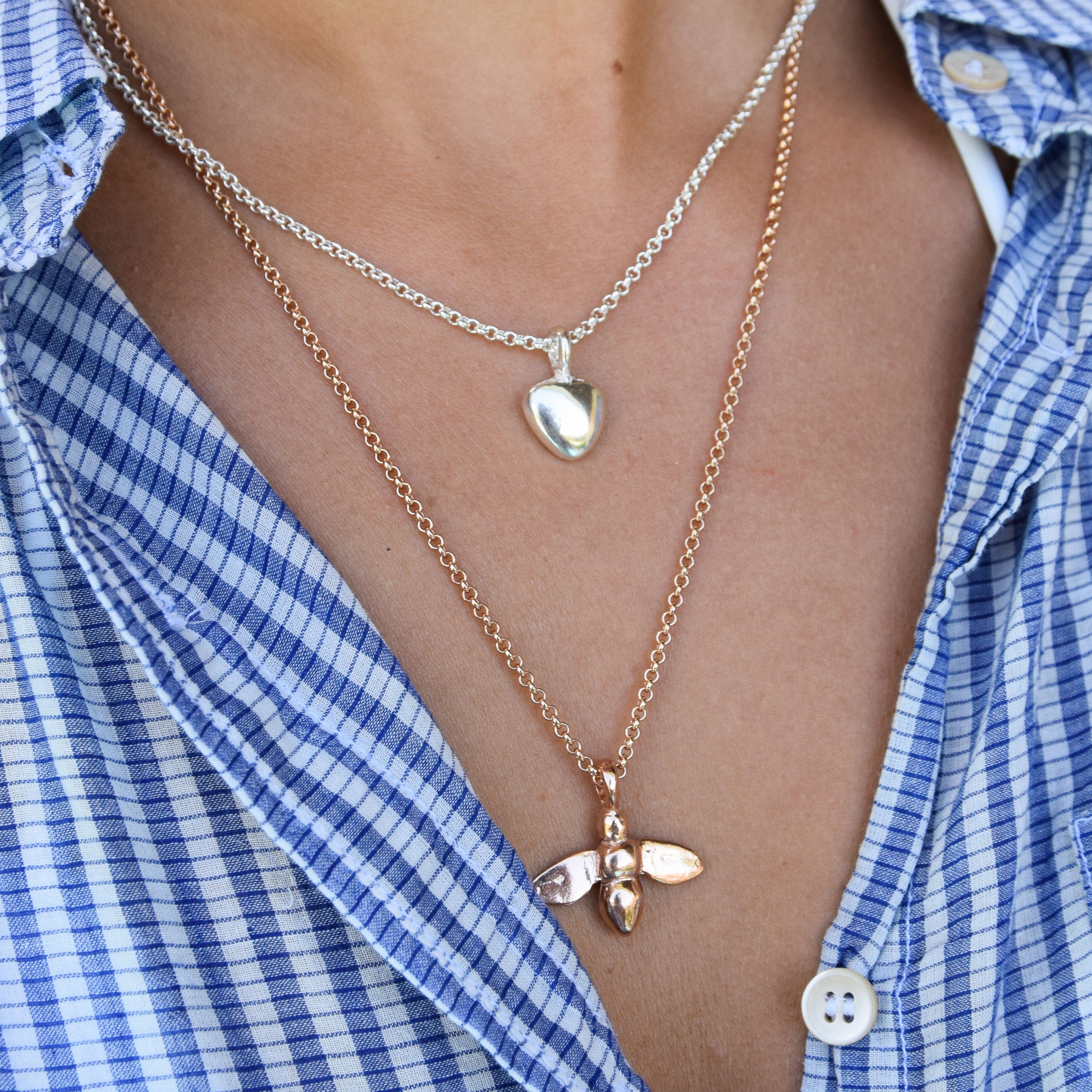 Rose Gold Large Honey Bee Necklace