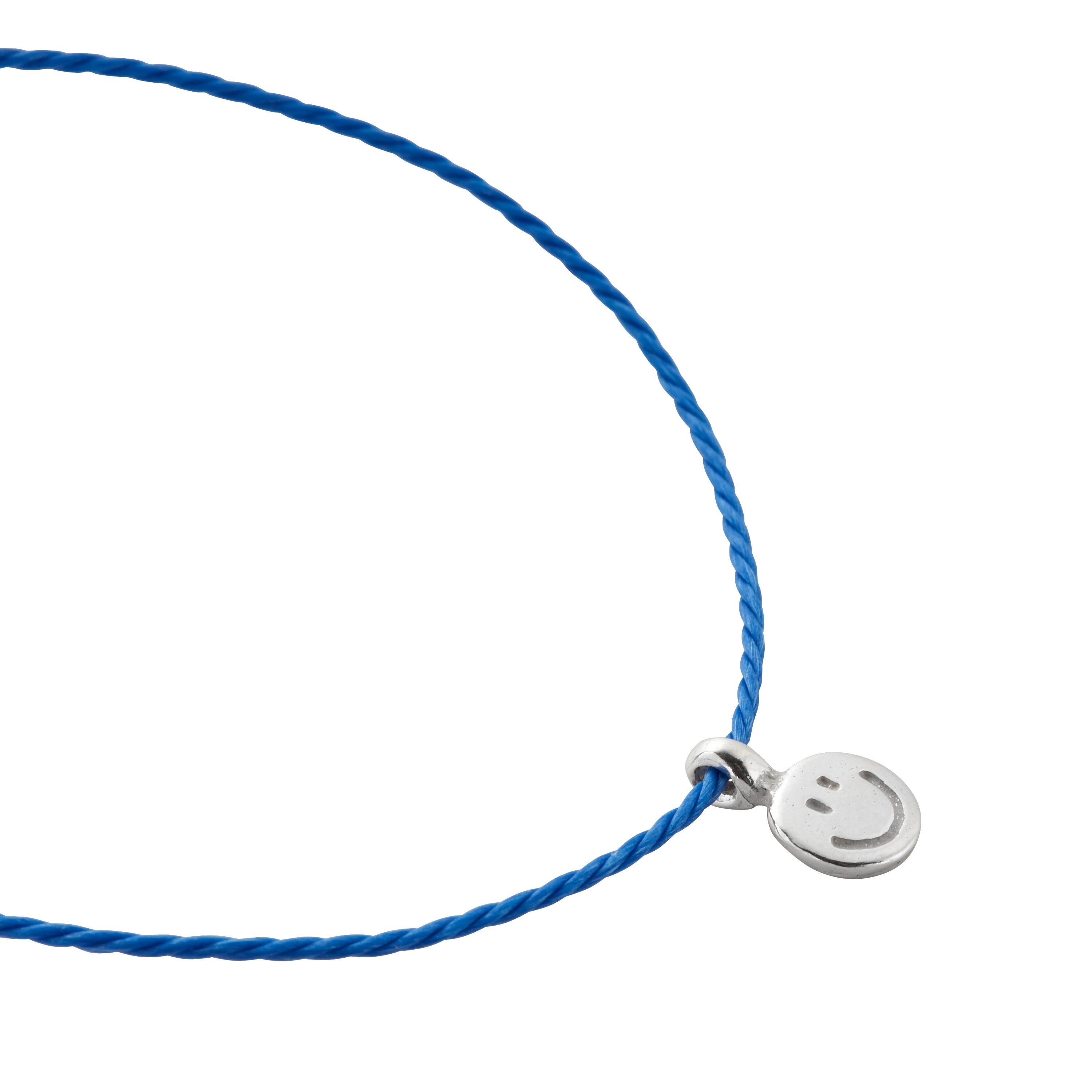 Silver Smiley Face Cord Bracelet