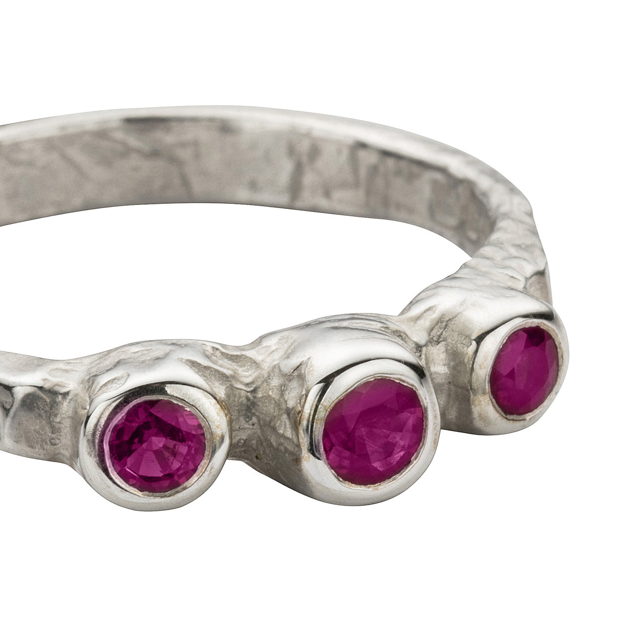 Silver Ruby Trinity Ring