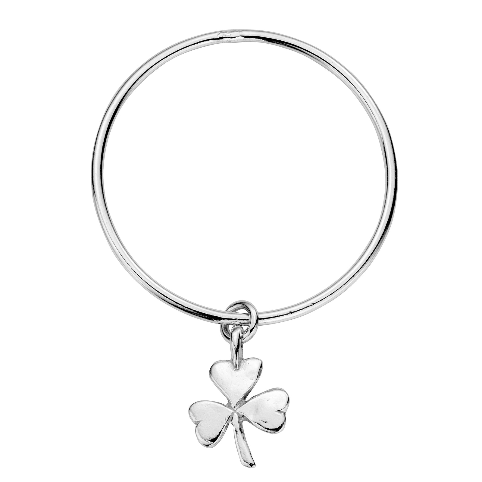 Silver Large Shamrock Bangle