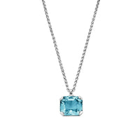 SILLA White Gold Square Aquamarine & Diamond Necklace
