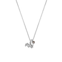 Silver Aquarius Horoscope & Birthstone Necklace