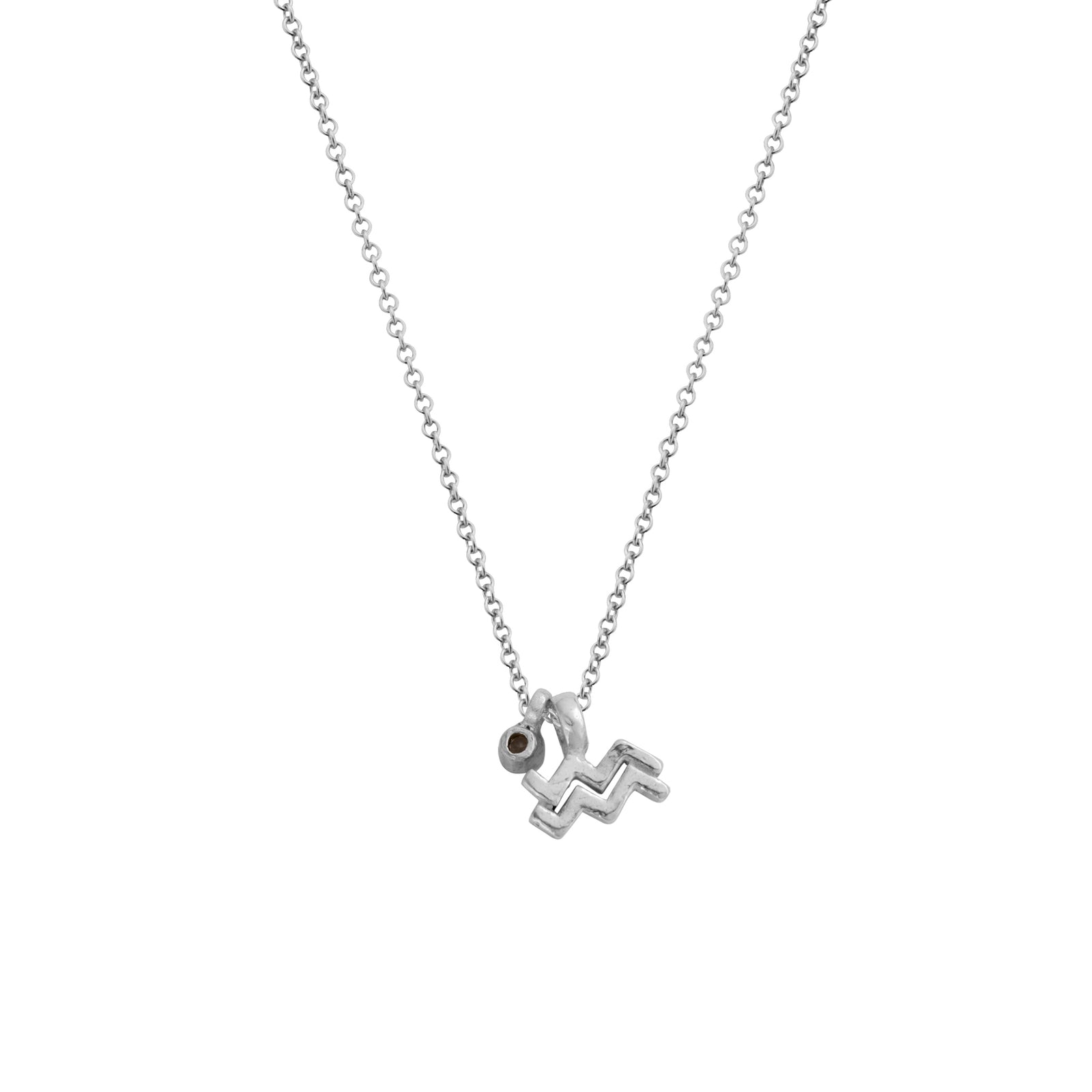 Silver Aquarius Horoscope & Birthstone Necklace
