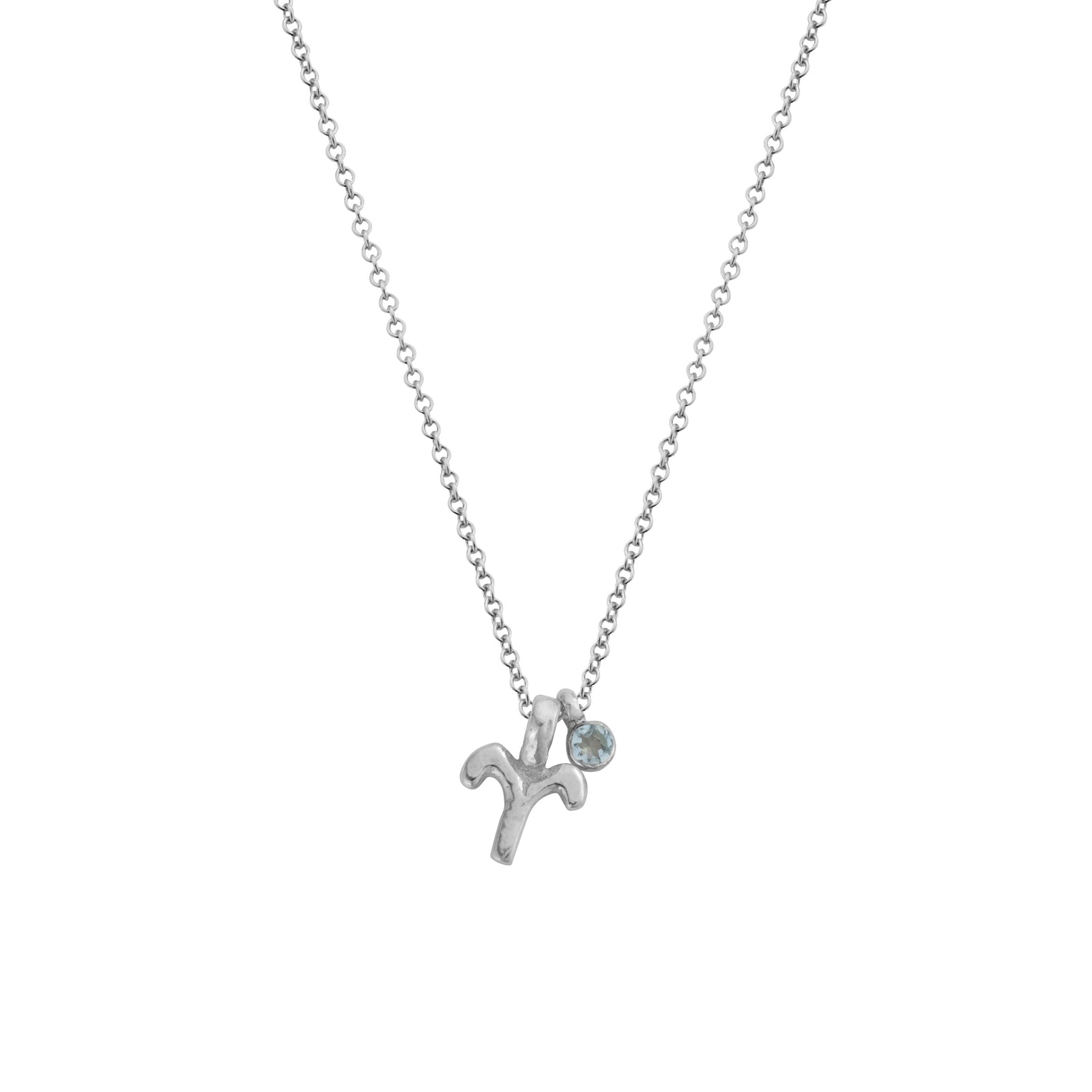 Silver Aries Horoscope & Birthstone Necklace