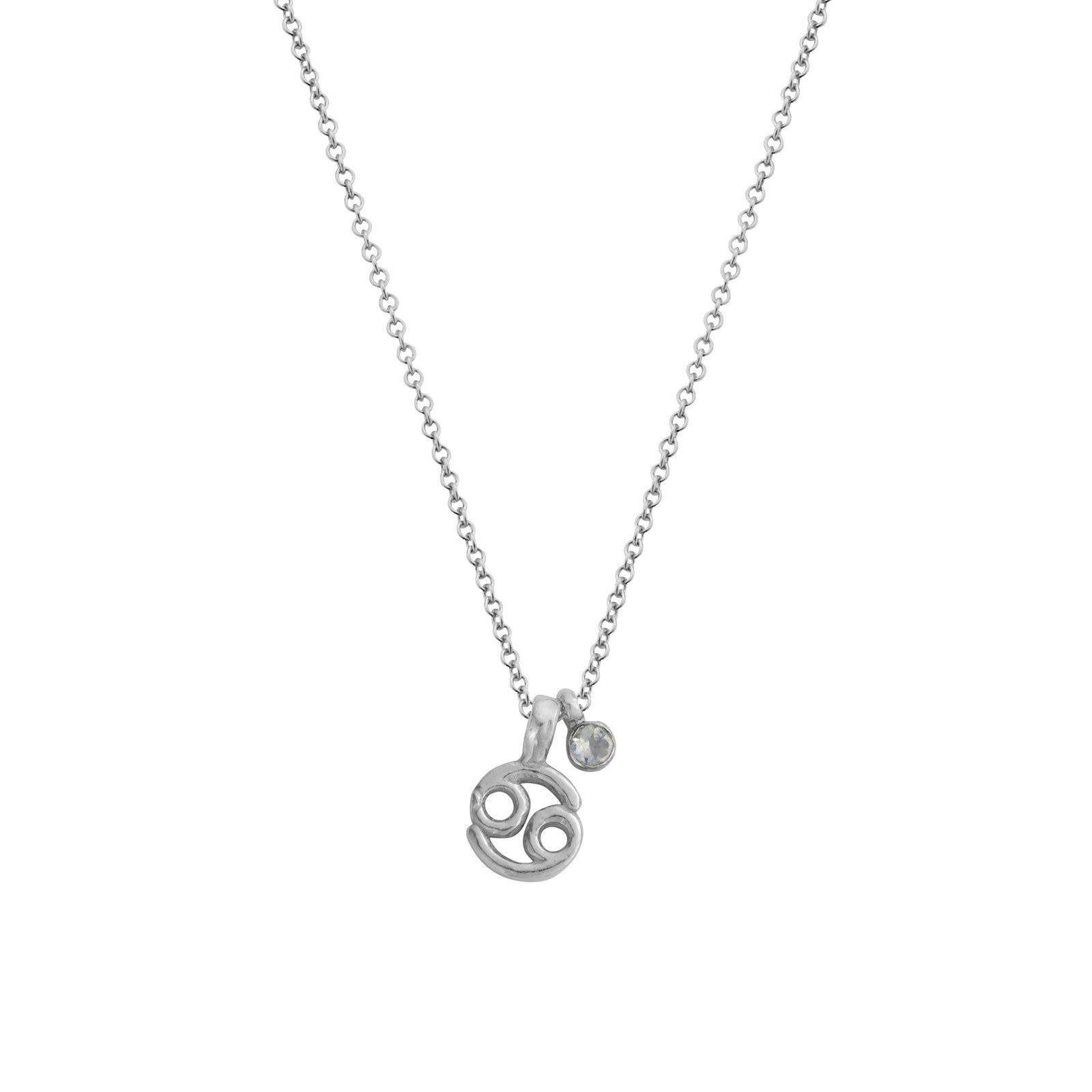 Silver Cancer Horoscope & Birthstone Necklace