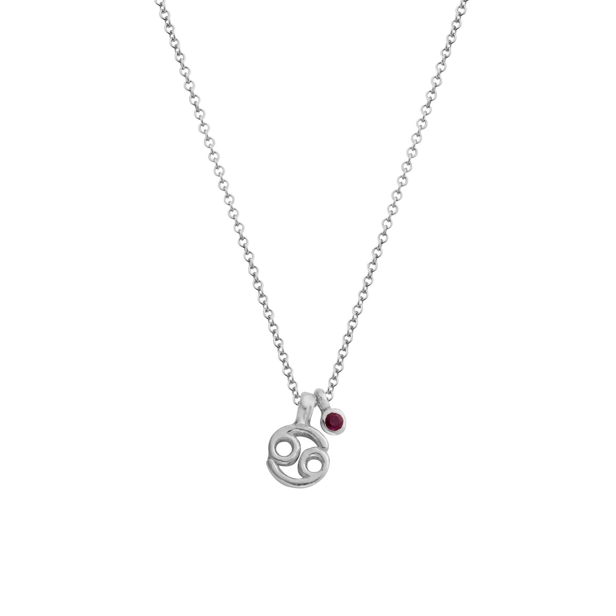 Silver Cancer Horoscope & Birthstone Necklace