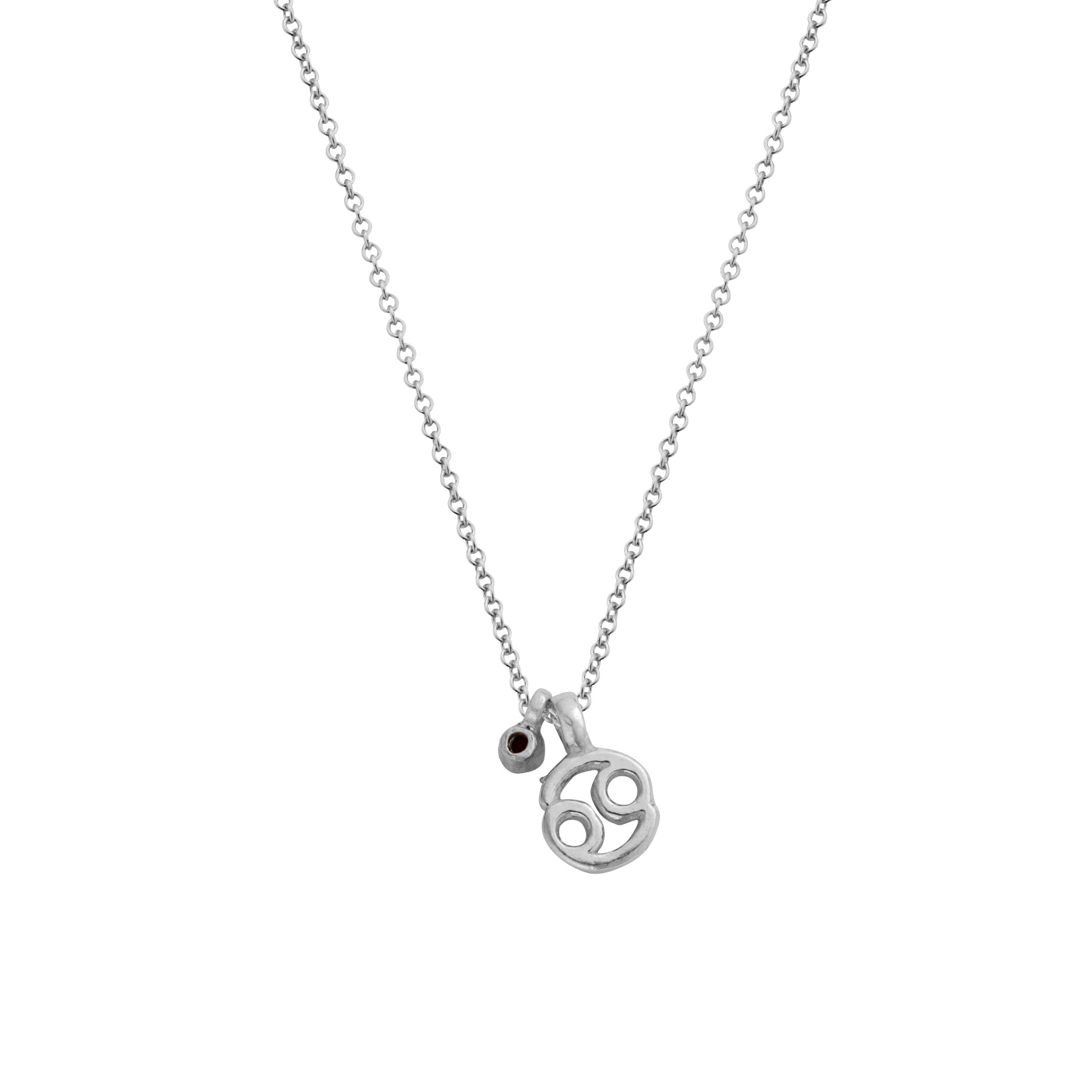 Silver Cancer Horoscope & Birthstone Necklace