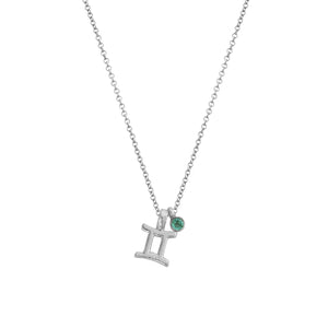 Silver Gemini Horoscope & Birthstone Necklace