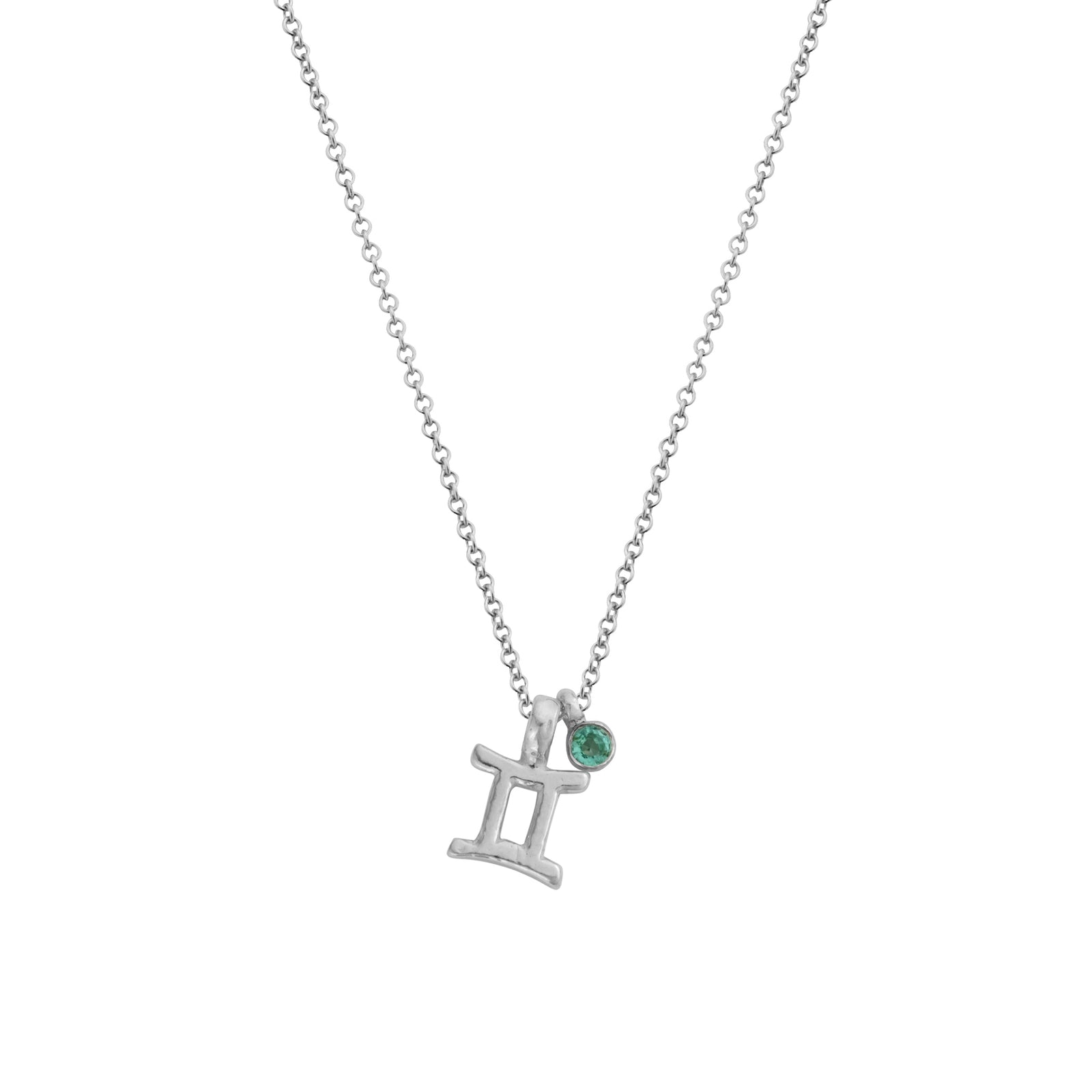 Silver Gemini Horoscope & Birthstone Necklace