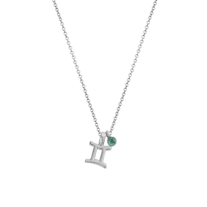 Silver Gemini Horoscope & Birthstone Necklace
