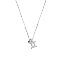 Silver Gemini Horoscope & Birthstone Necklace