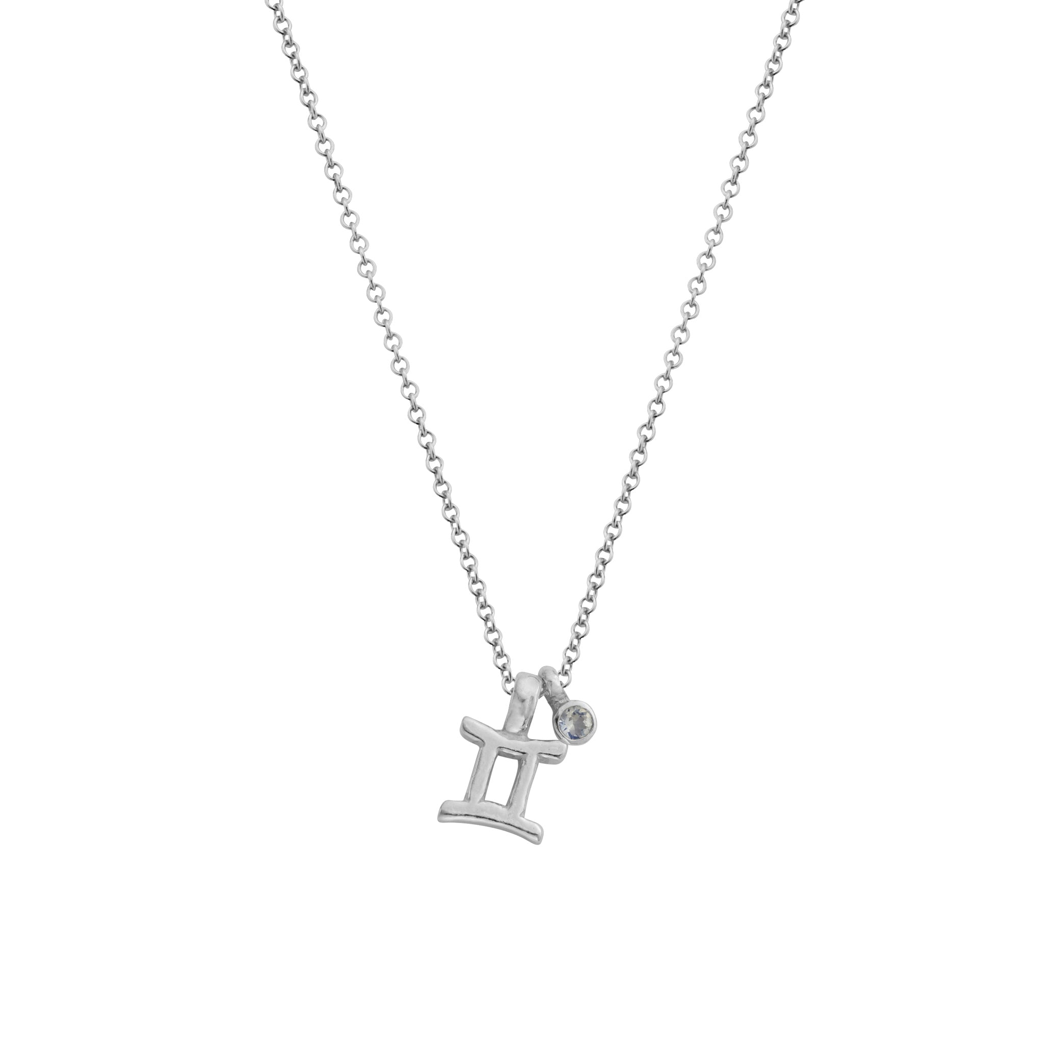 Silver Gemini Horoscope & Birthstone Necklace