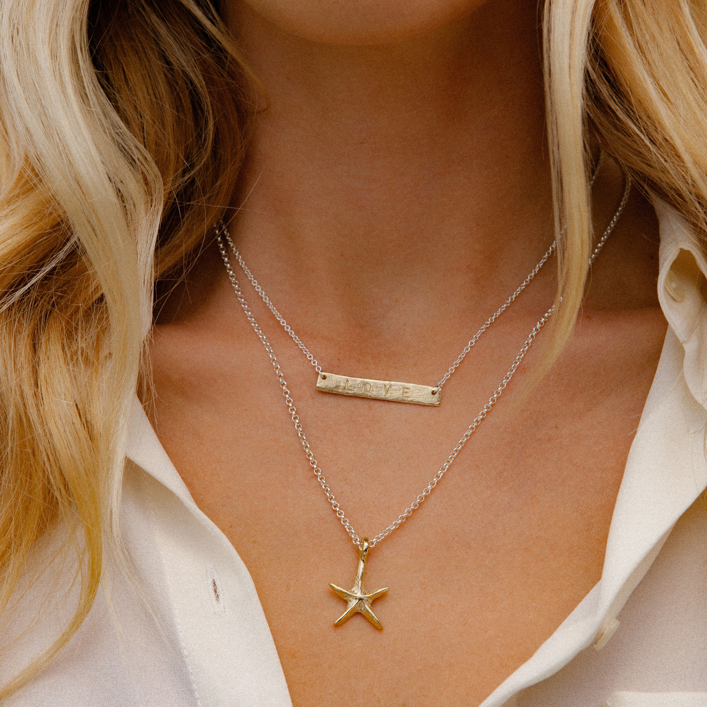 Silver & Gold Medium Starfish Necklace