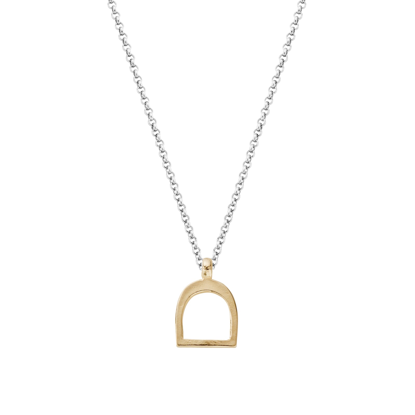 Silver & Gold Medium Stirrup Necklace