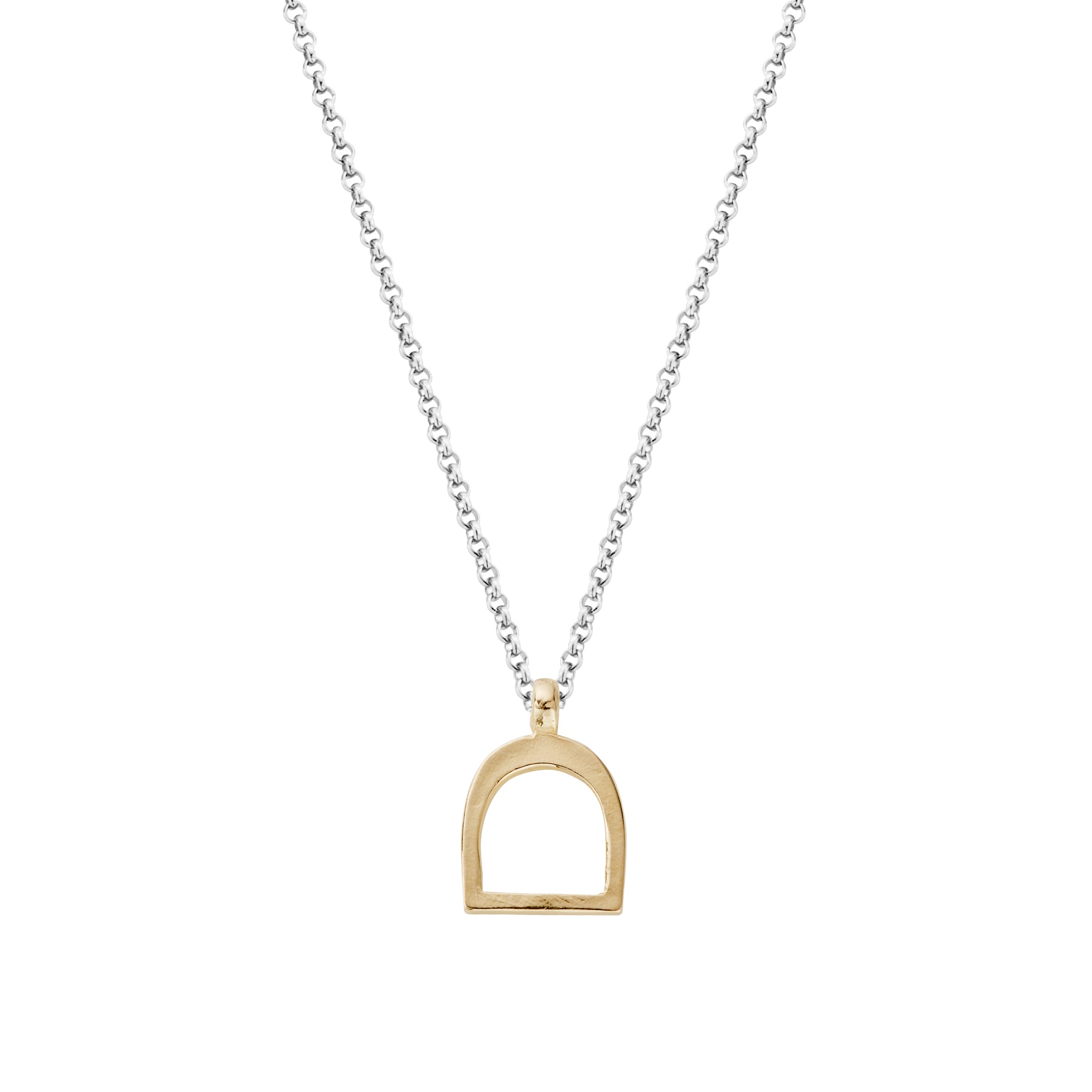 Silver & Gold Medium Stirrup Necklace