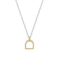 Silver & Gold Medium Stirrup Necklace