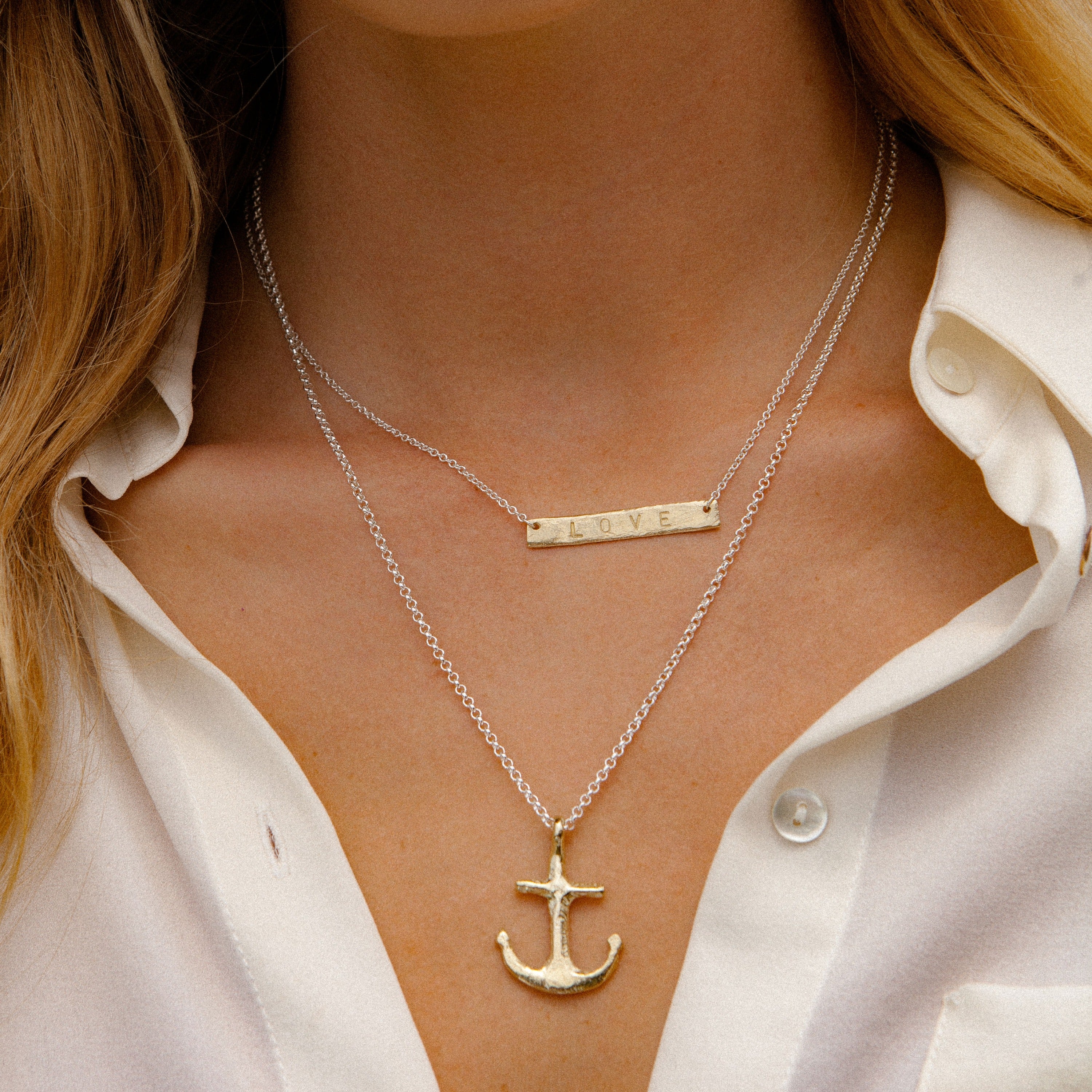 Silver & Gold Midi Anchor Necklace