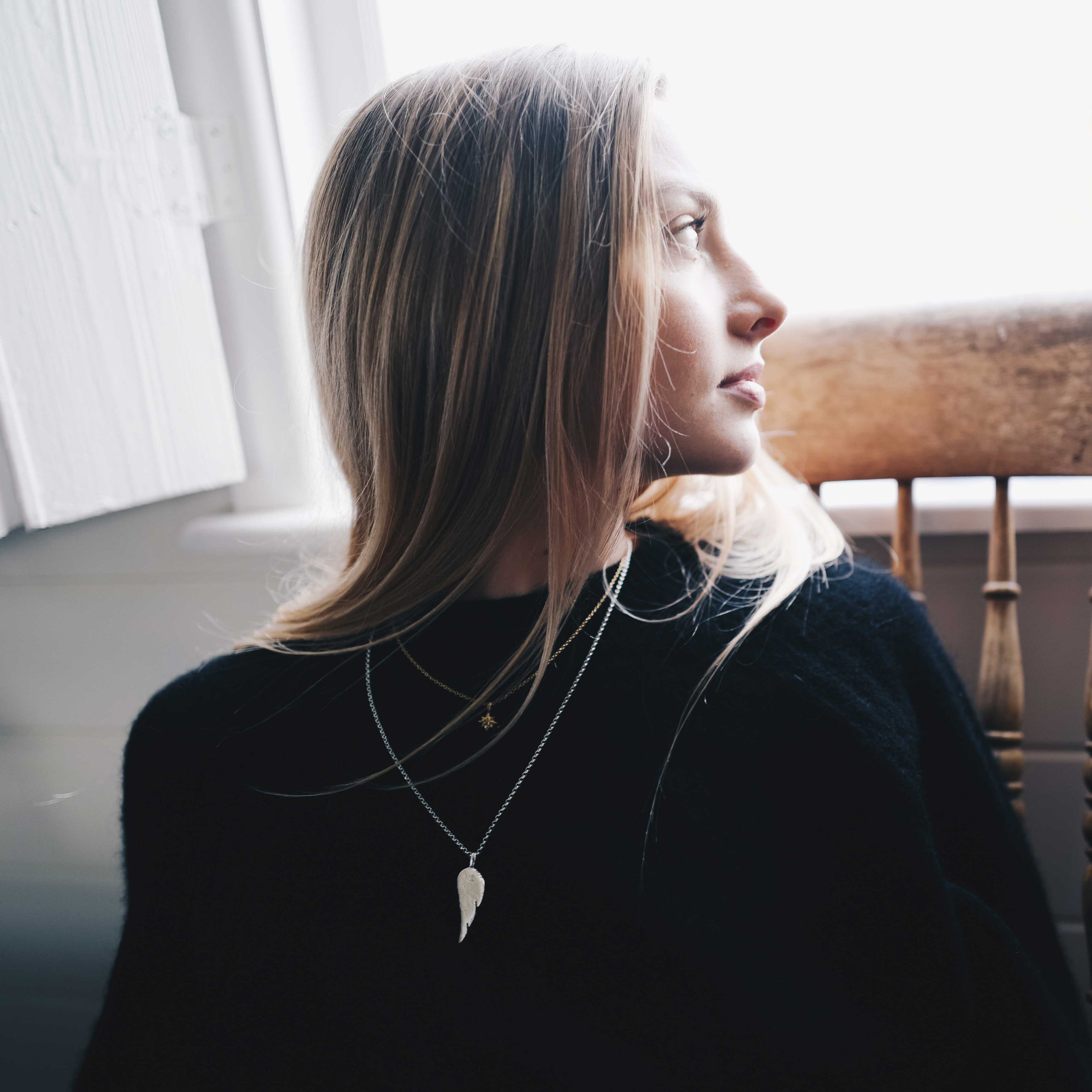 Silver Midi Angel Wing Necklace
