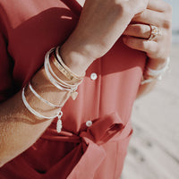 Silver & Gold Mini Heart Bangle
