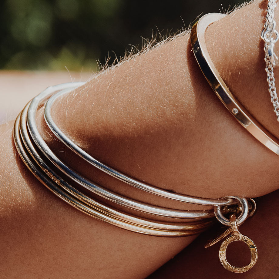 Silver & Gold Mini Open Circle Bangle