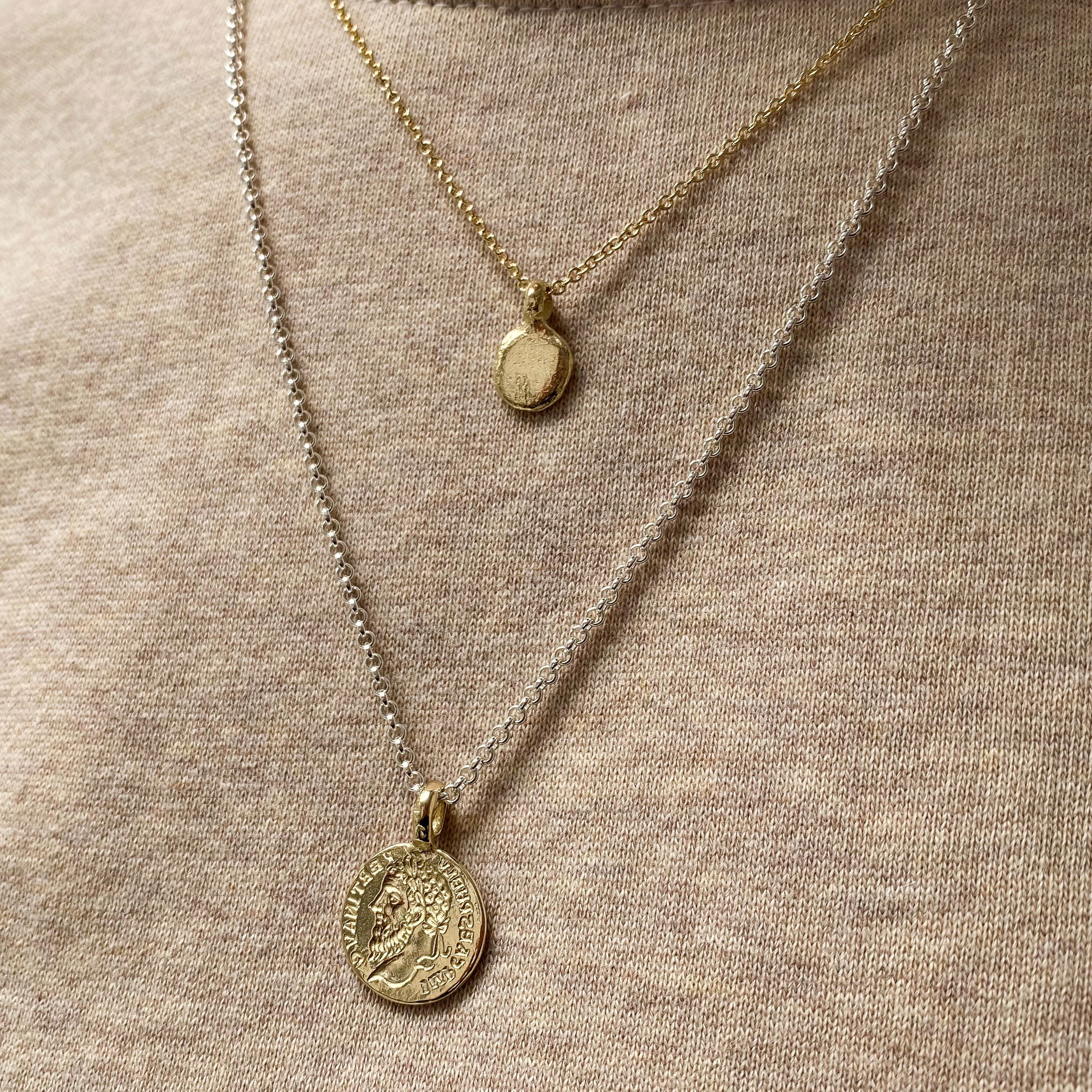 Silver & Gold Medium Roman Coin Necklace