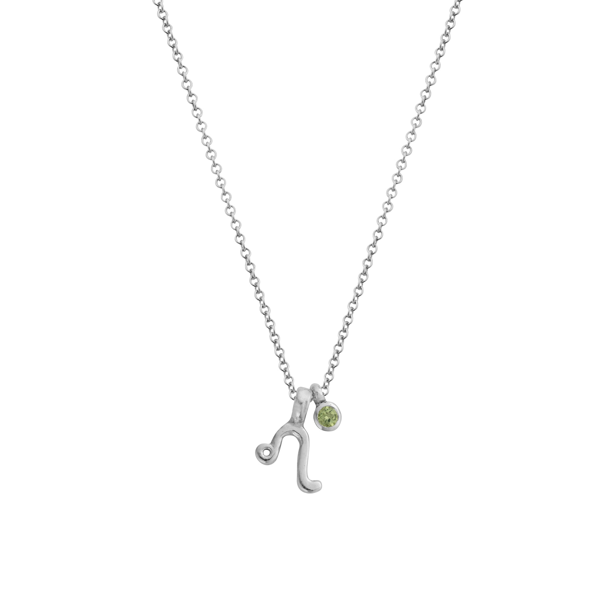 Silver Leo Horoscope & Birthstone Necklace