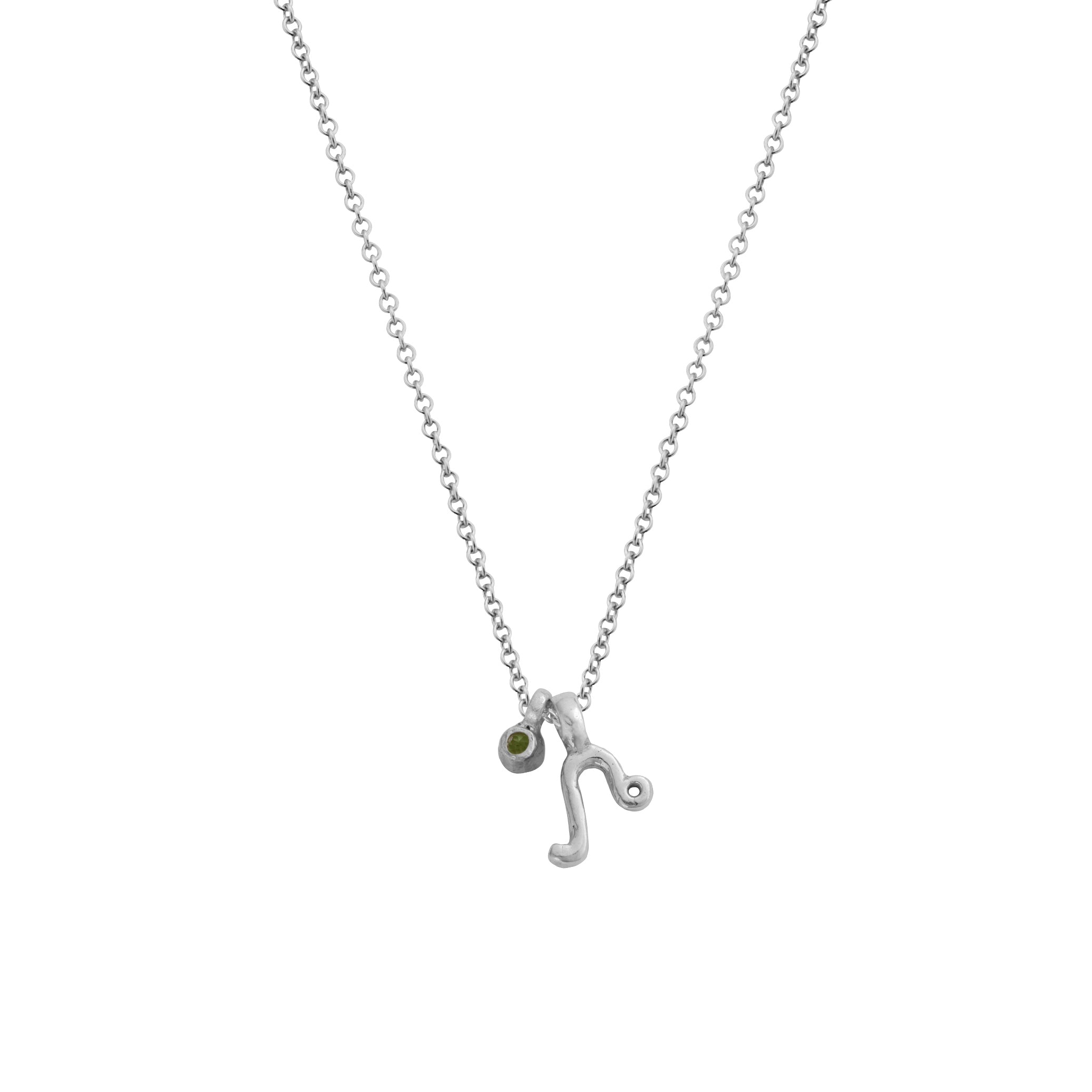 Silver Leo Horoscope & Birthstone Necklace