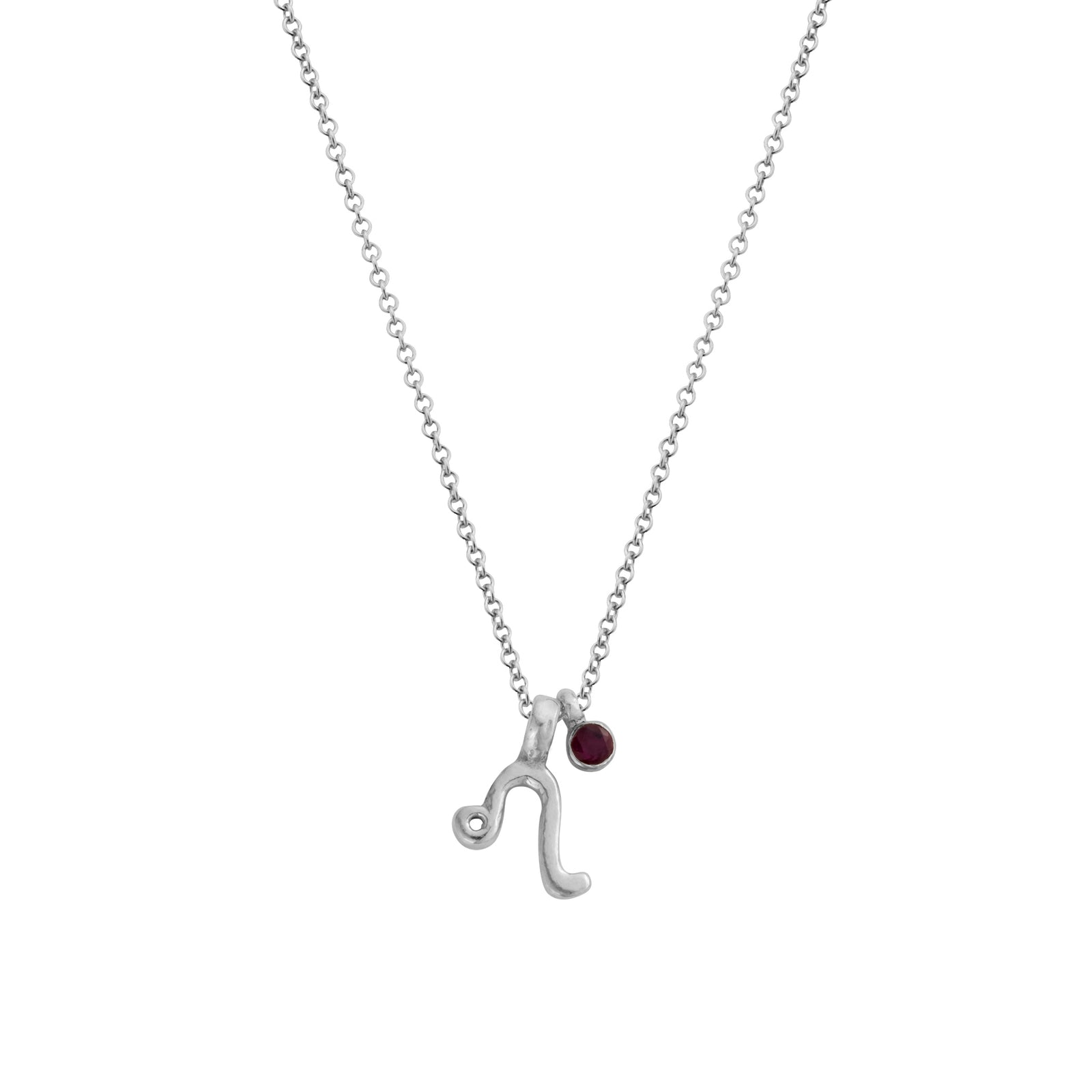 Silver Leo Horoscope & Birthstone Necklace