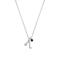 Silver Leo Horoscope & Birthstone Necklace