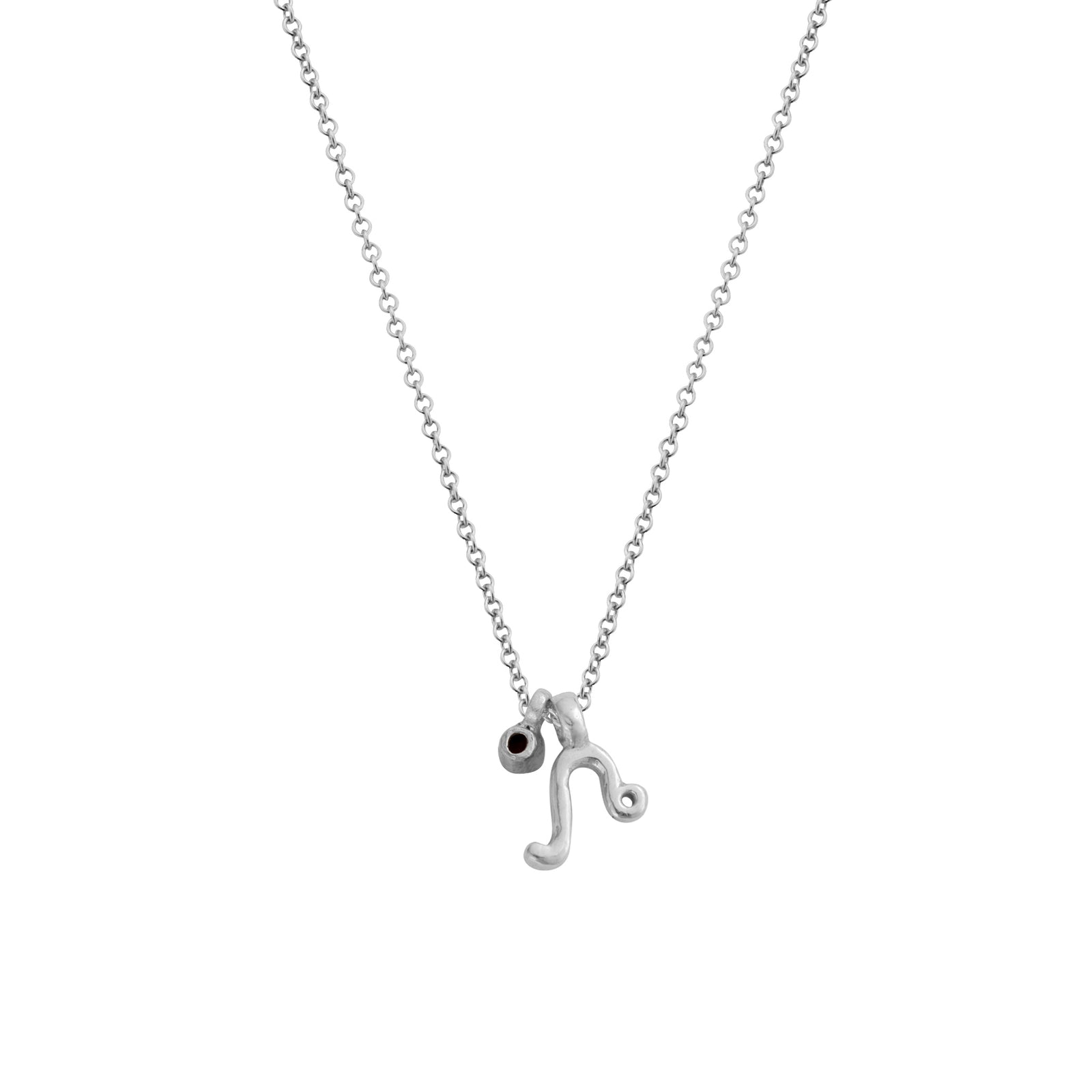 Silver Leo Horoscope & Birthstone Necklace