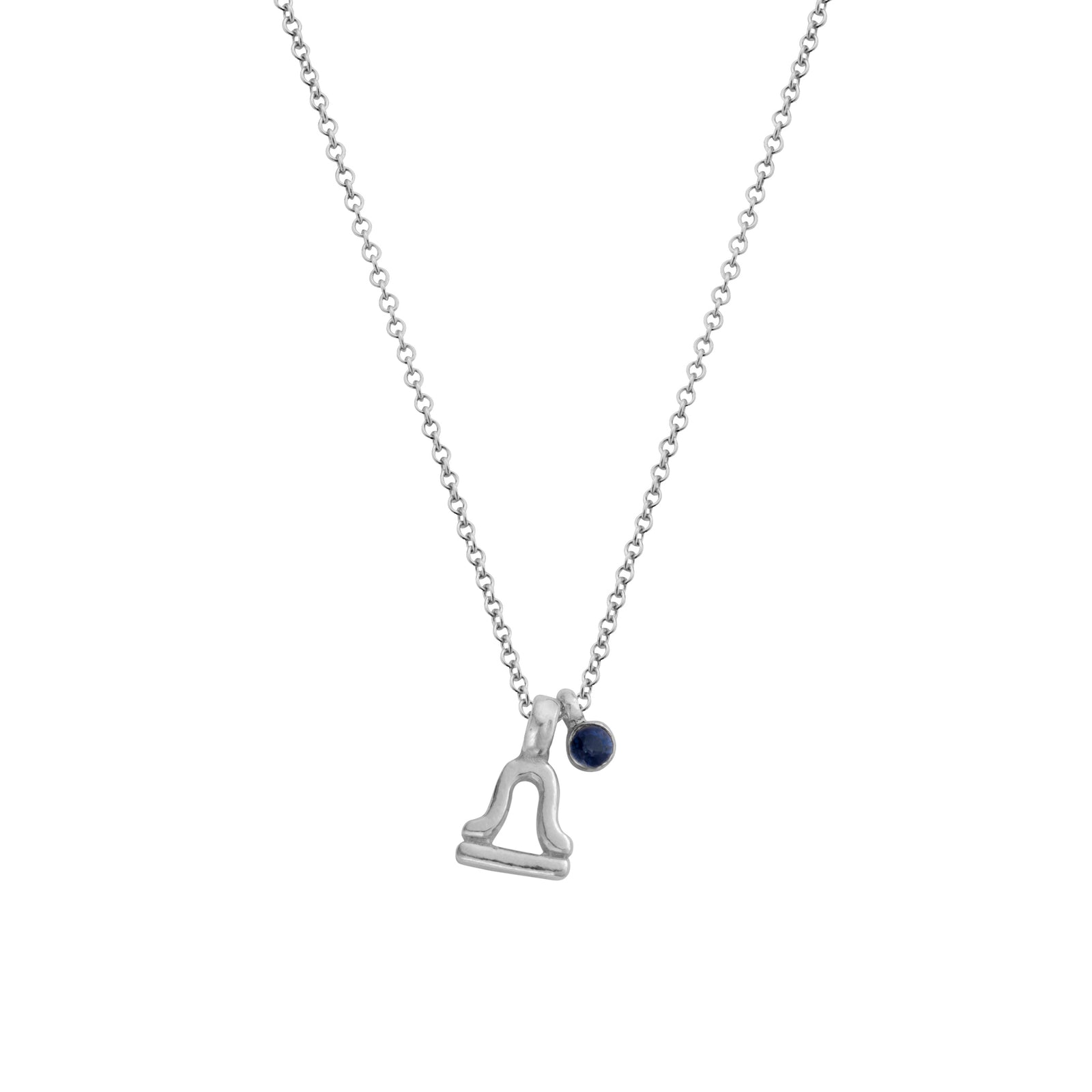 Silver Libra Horoscope & Birthstone Necklace