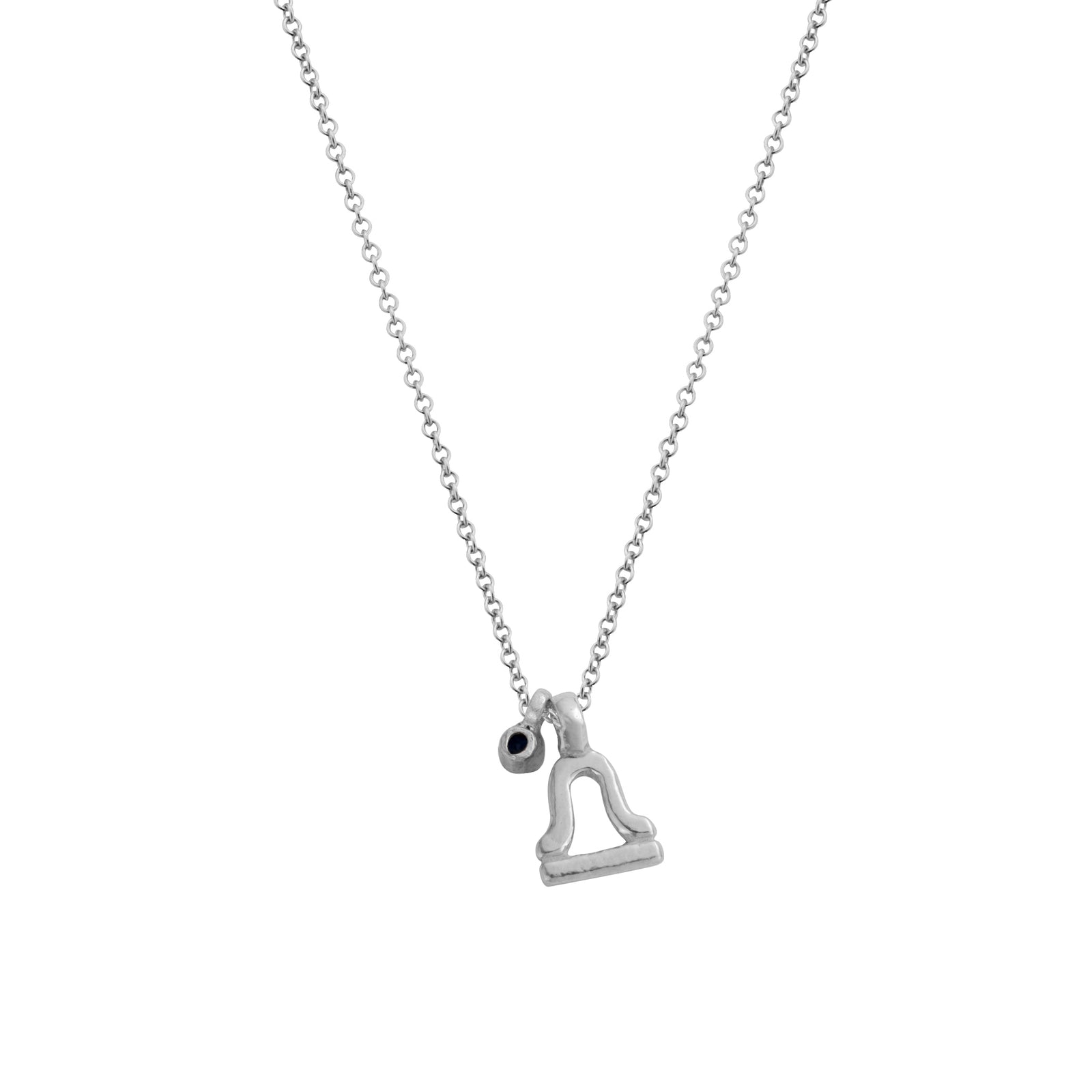 Silver Libra Horoscope & Birthstone Necklace