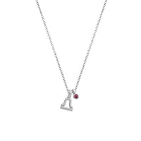 Silver Libra Horoscope & Birthstone Necklace