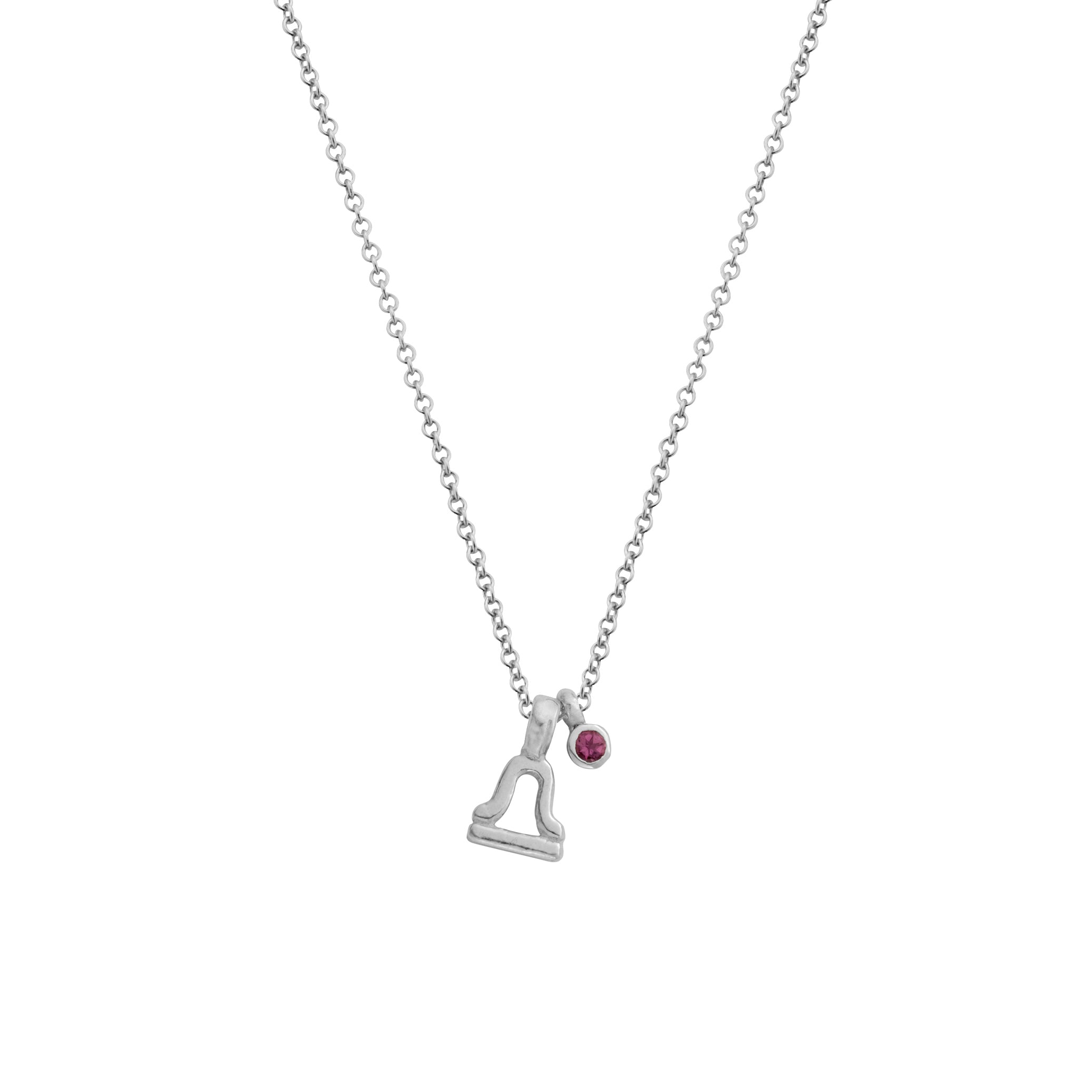 Silver Libra Horoscope & Birthstone Necklace