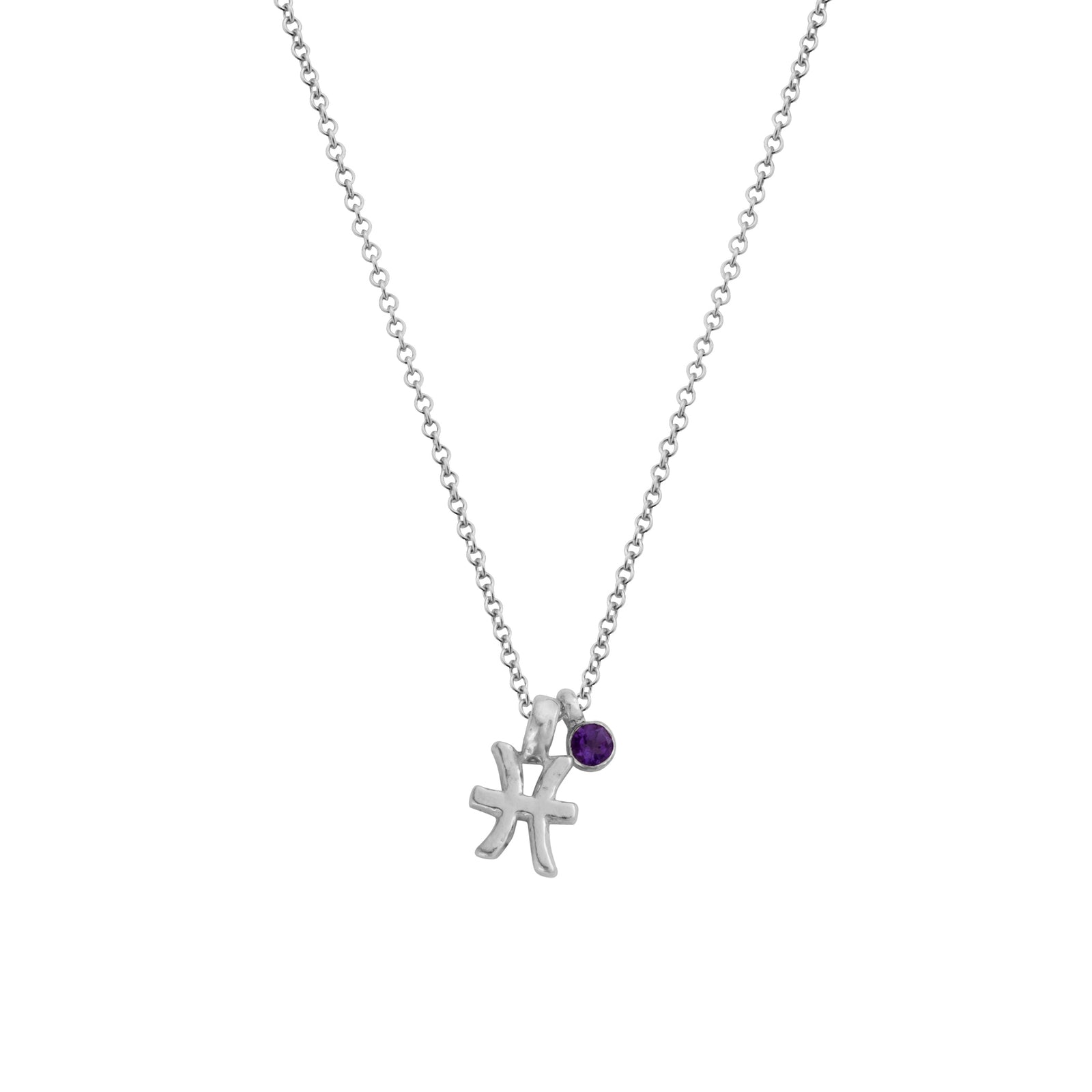 Silver Pisces Horoscope & Birthstone Necklace