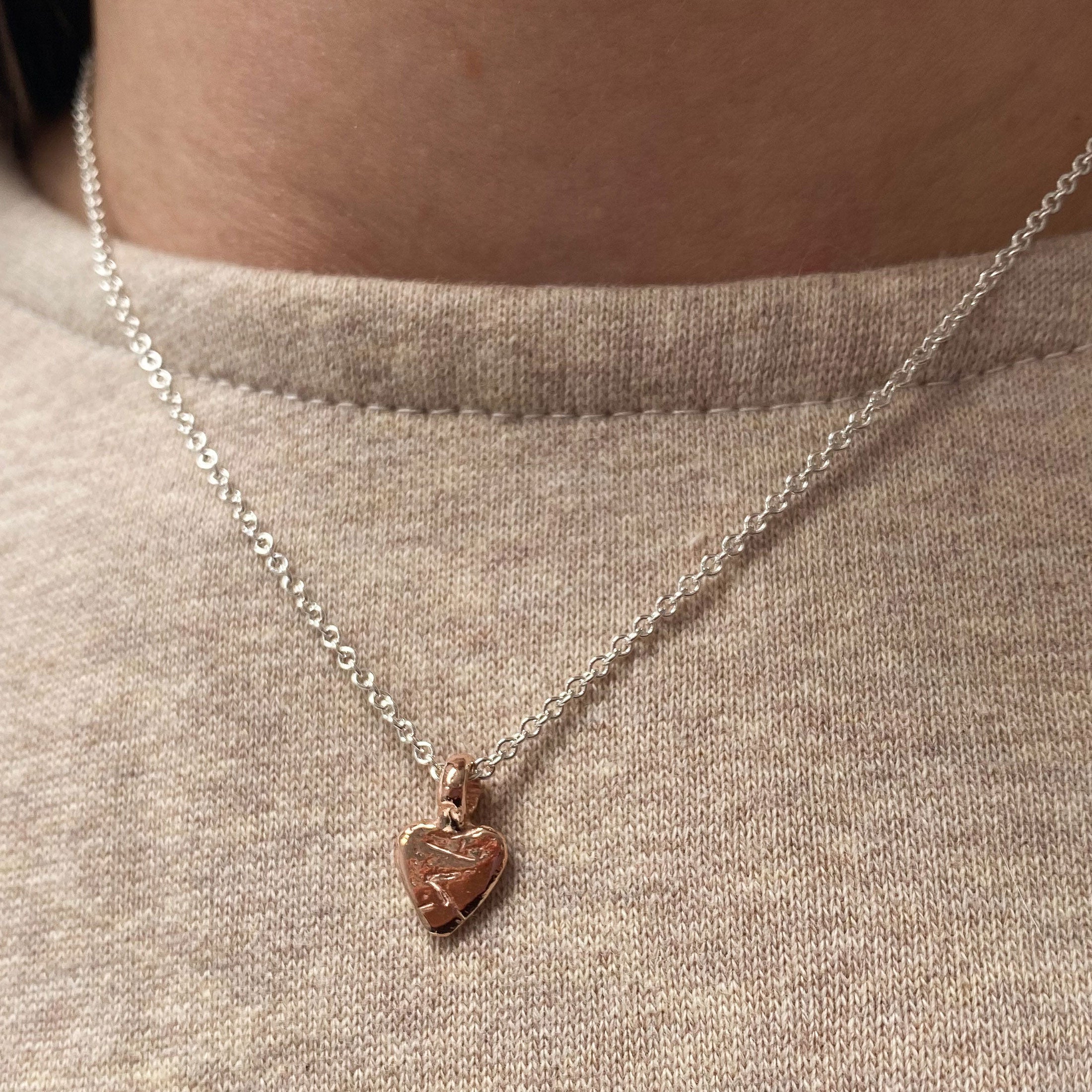 Silver & Rose Gold Baby Heart Necklace