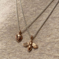 Silver & Rose Gold Large Honey Bee Necklace