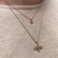 Silver & Rose Gold Large Honey Bee Necklace