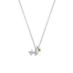 Silver Sagittarius Horoscope & Birthstone Necklace