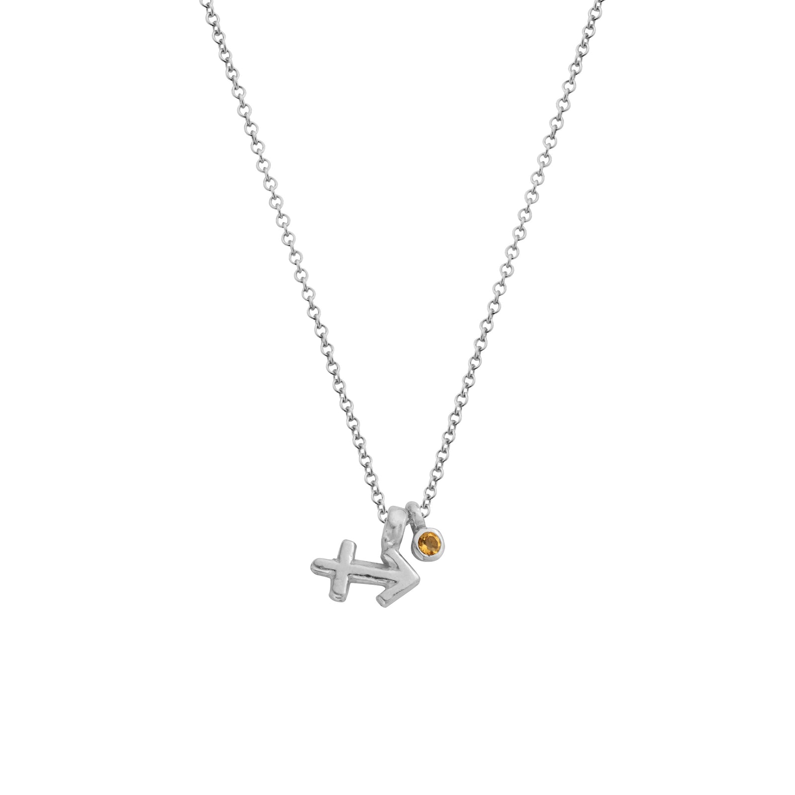 Silver Sagittarius Horoscope & Birthstone Necklace