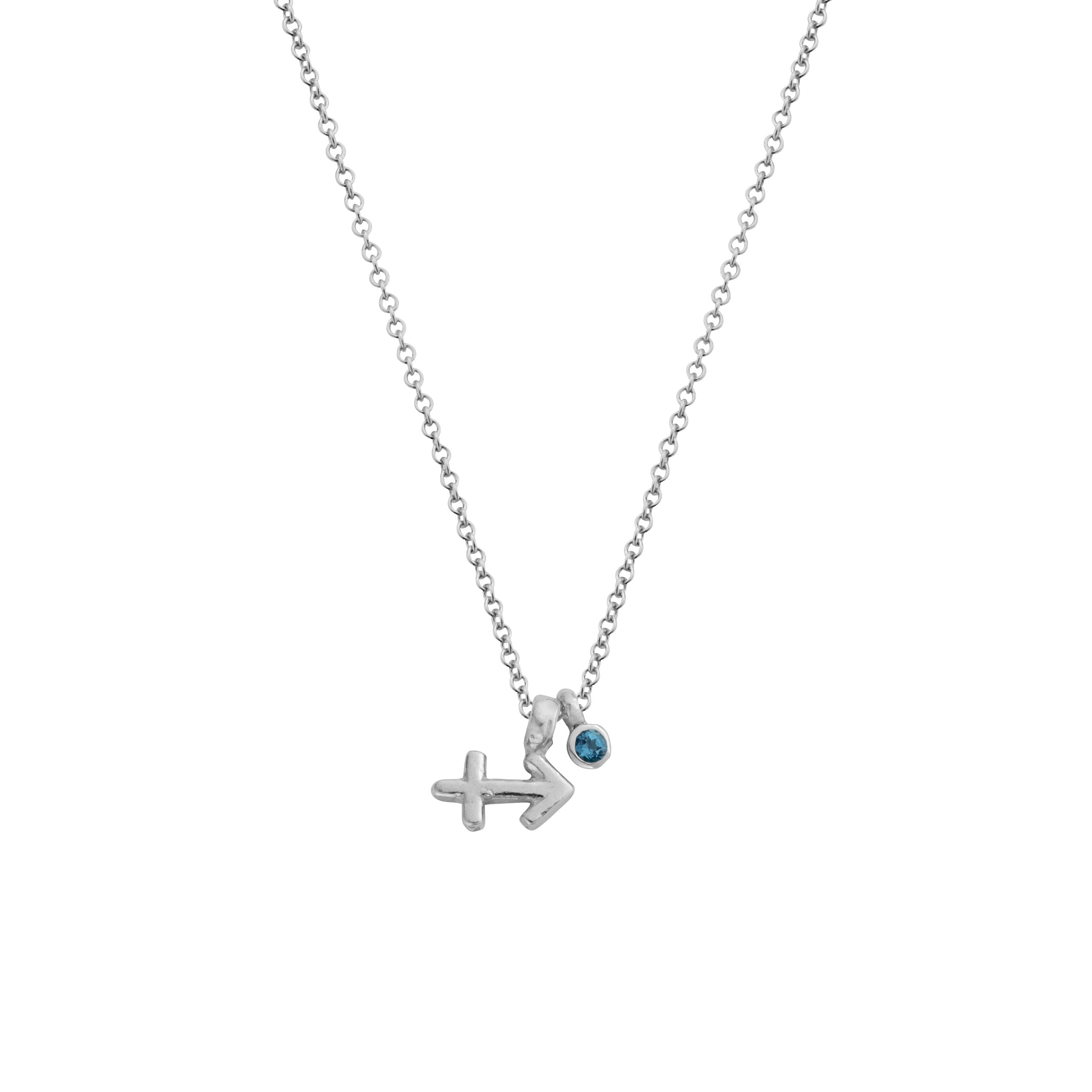 Silver Sagittarius Horoscope & Birthstone Necklace