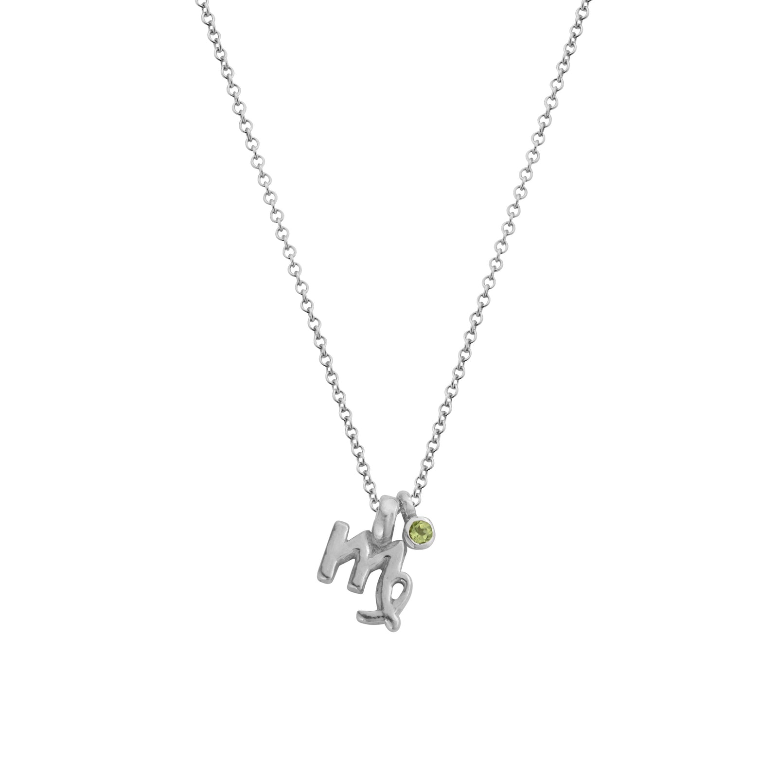 Silver Virgo Horoscope & Birthstone Necklace