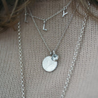 Silver Aquamarine Moon & Stone Necklace