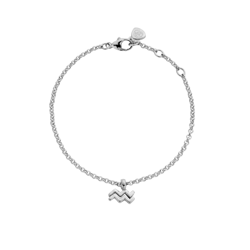 Silver Aquarius Mini Horoscope Chain Bracelet