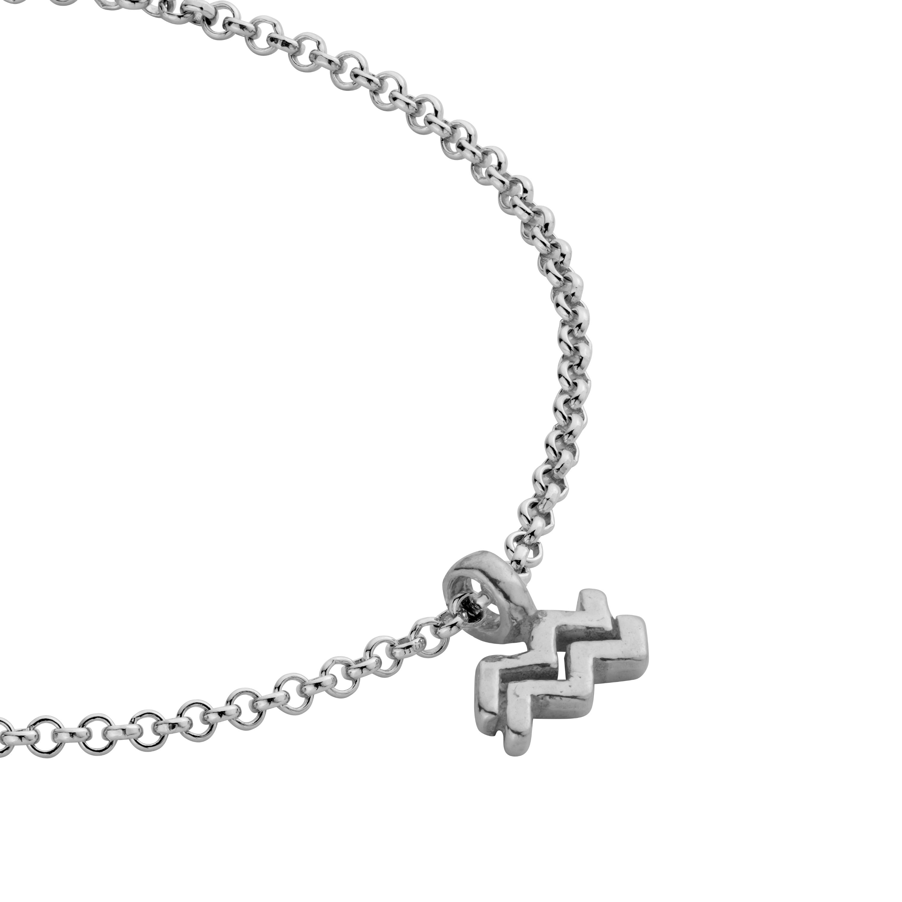 Silver Aquarius Mini Horoscope Chain Bracelet