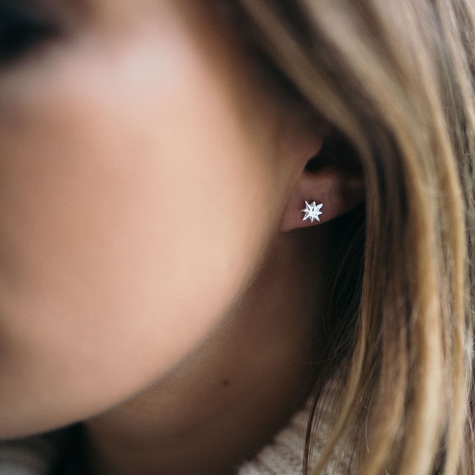 Silver Baby North Star Stud Earrings