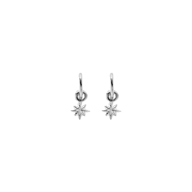 Tiny Cupid Hoops With Baby North Star Charms