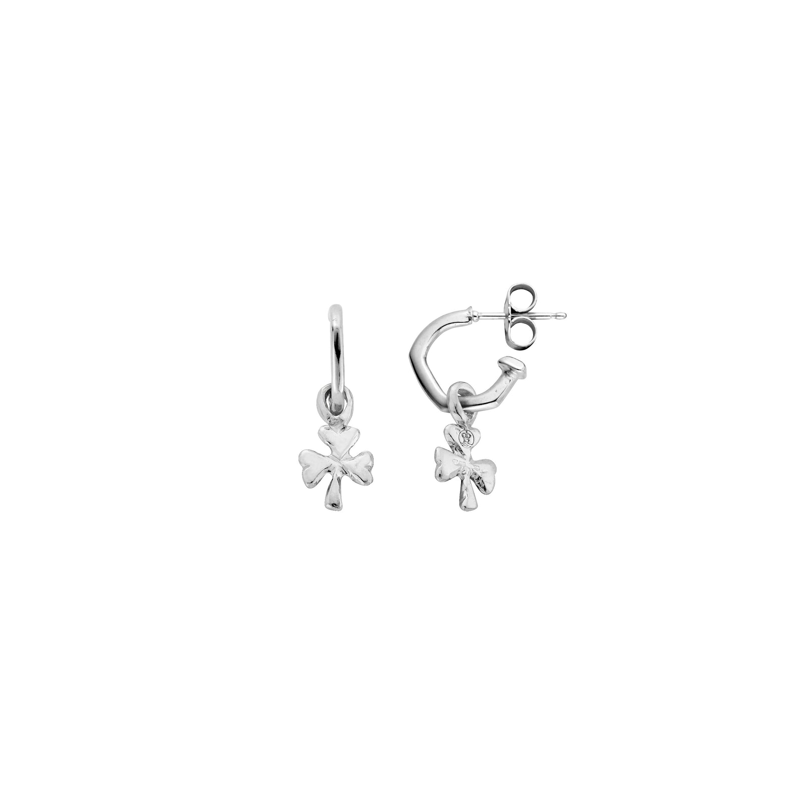 Tiny Cupid Hoops With Baby Shamrock Charms